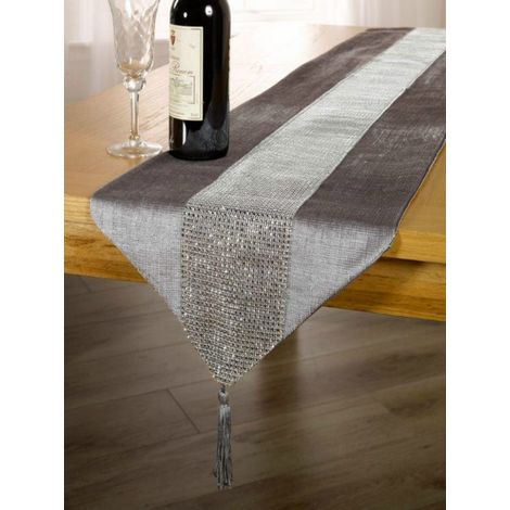 Panache Emma Barclay Eclat - Runner da tavola Diamante in argento - 13x90 (33x228cm)