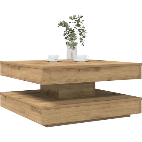 Couchtisch 360-Grad Drehbar Artisan-Eiche 70x70x34,5 cm