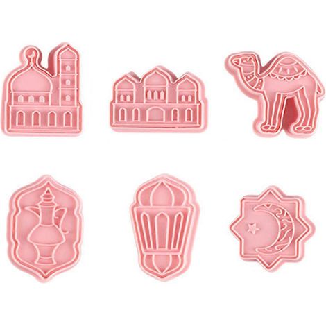 6-teiliges Eid Mubarak Backformen-Set aus Kunststoff, Ausstechformen für Kekse und Plätzchen, Ramadan-Dekoration für Muslime, Gebäckausstecher, Dekorationswerkzeuge