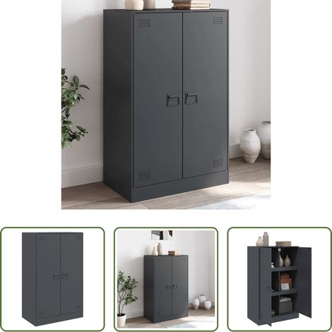vidaXL Aparador de acero antracita 67x39x107 cm (1/5)