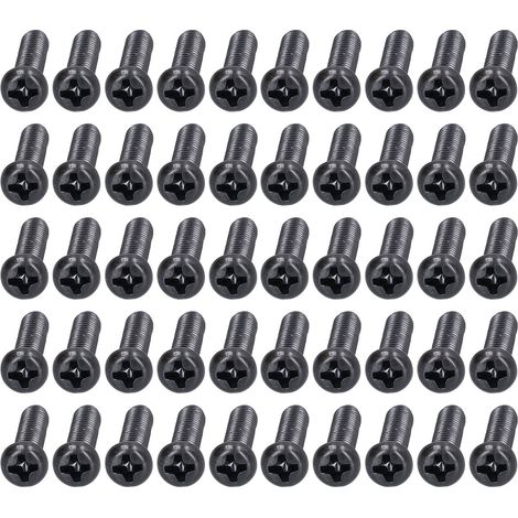 50 vis à métaux à tête cylindrique en acier DIN 7985, entièrement filetées, boulons galvanisés noirs, fixations M4x16 (1/5)