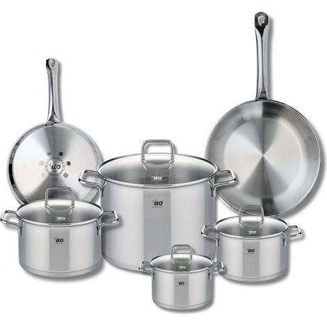Ensemble de 2 Poêles de cuisson 24 et 28 cm et 4 faitouts 14, 16, 20 et 26 cm Elo Profi Citrin (1/5)