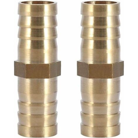 (16 mm, 2 Stück) Zweiwege-Schlauchverbinder mit geradem Anschlussstutzen, Messing-Schlauchverbinder 6/8/10/12/14 mm - Crezuo