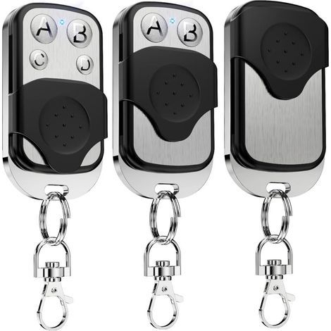Telecommande Universelle Portail 433.92 MHz, Copie Télécommande Garage sans Fil à 4 Boutons,Telecommande Porte Clés3PCS (1/4)