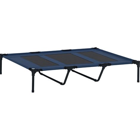 Lit pour chien surélevé pliable pour extérieur et voyage, structure en métal thermolaqué, 122 x 92 x 23 cm, bleu foncé, pour très grands chiens – CHICFURN (1/5)