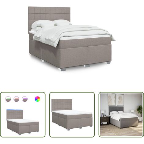 Matelas à ressorts ensachés - Sommier à lattes de lit avec matelas Taupe 140x190 cm Tissu (1/5)