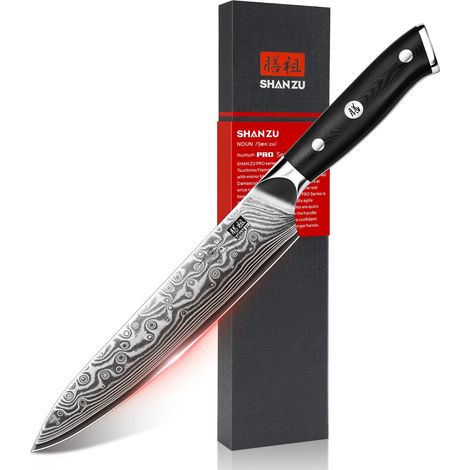 Couteau Universel 15 cm, Couteau de Cuisine Damas, Couteau de Chef Japonais avec Lame Tranchante en Acier à Haute Teneur en Carbone 67 Couches et Manche en G10 (1/5)