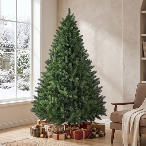 Sapin de Noël Artificiel Réaliste avec Support en Métal, Montage Rapide, 115 x 115 x 220 cm, Vert (1/5)