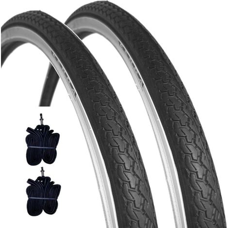2 COPERTONI 26 X 1 3/8 (37-590) + CAMERE DAria Pneumatici STRADALI BIANCONERI CITYBIKE Vintage (1/5)