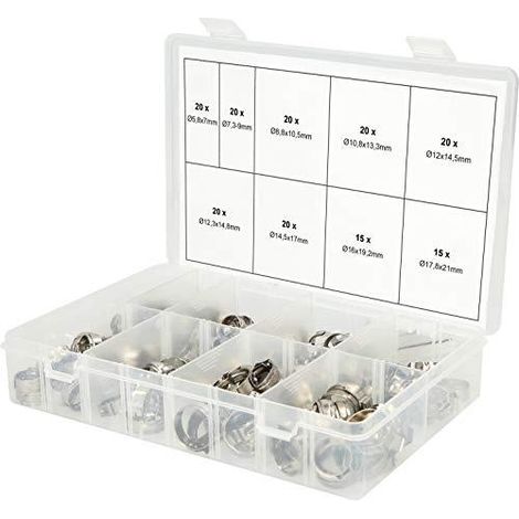 KS Tools assortimento di collari inox Ø 5,8-21 mm 170 pezzi