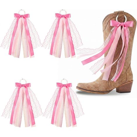Nœuds décoratifs pour bottes de cowgirl en dentelle pinces accessoires pour concert country mariage EVJF rose (1/5)