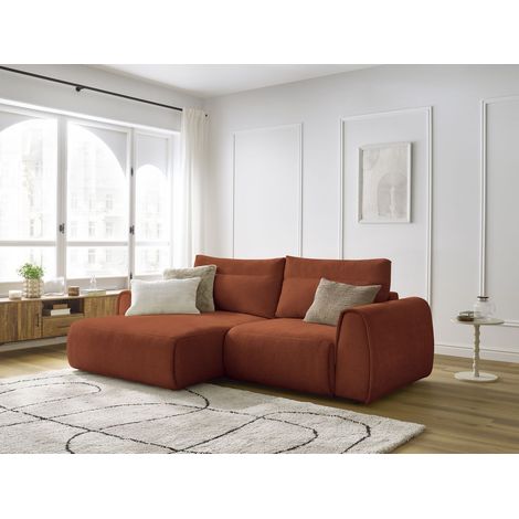 BOBOCHIC - Canapé d'angle fixe compact ADEN Angle gauche Orange (1/5)