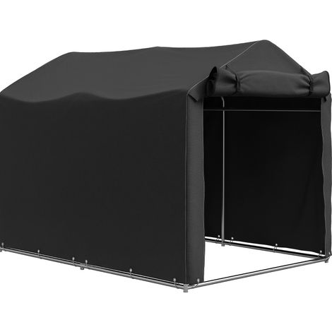 Wasserdichtes Garagenzelt mit Tür, PE und verzinktem Gestell 220 x 157 x 165 cm, schwarz (1/5)