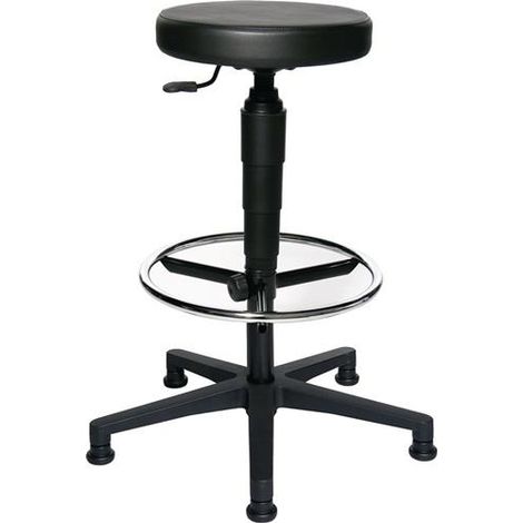 Taburete giratorio con patines tapizado en piel sintética negra altura del asiento 580-840mm TOPSTAR (1/2)