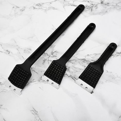 Lot de 3 brosses de barbecue à queue ronde, 8/12/18 pouces, poils acier inoxydable, manche PP, grill et four (1/5)
