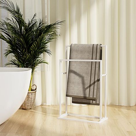 Porte-serviettes sur pied Blanc 48x24x78,5 cm Fer vidaXL