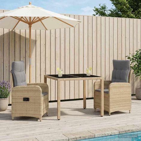 vidaXL Outdoortisch-Set 3 pcs Beige und Hellgrau 90 x 90 x 75 cm (1/5)