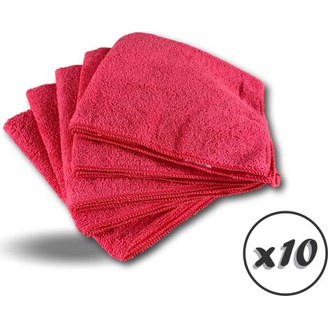 Pack 5 chiffons microfibre Lavants dépoussièrants Super absorbants - Quantité x10 - Pack 5 chiffons - Rouge (1/5)