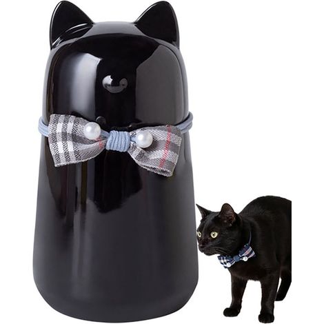Urne funéraire en céramique 450 ml pour animaux de compagnie, urne commémorative pour conserver les cendres, décoration souvenir en forme de chat, noir (1/5)