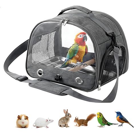 1 Sac De Transport,Oiseau,Léger 0,65kg,Maille Respirante,Perchoir Amovible,Voyage Petit Animal (1/5)
