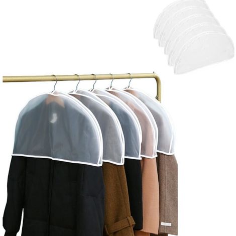 Lot de 5 housses d'épaules pour vêtements, housses de protection pour vêtements, housses anti-poussière pour vêtements, vestes, robes et vêtements, 60x30cm (transparent) (1/5)