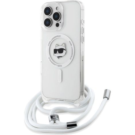 Coque rigide transparente IML Choupette Head & Cord Magsafe pour iPhone 16 Pro 6,3 pouces (Karl Lagerfeld KLHMP16LHCCHNT) (1/5)