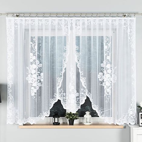 FUCHSIA - Tenda jacquard pronta all'uso con taglio in basso - 400x160 cm - bianco (1/5)