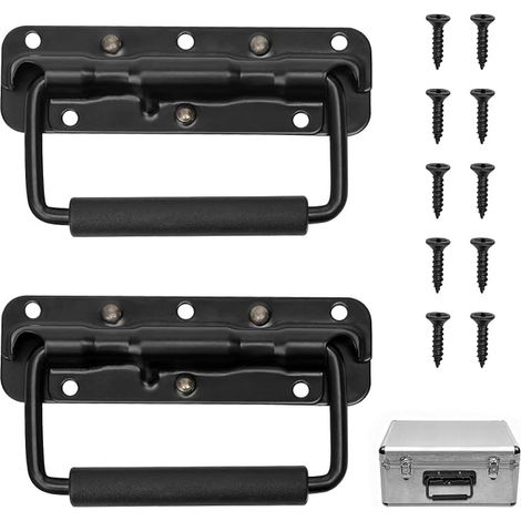 Black Stainless Steel Folding Handle 55 Inch with Screws Carrying Handle for Toolbox, Device Case, Carrying Case and Furniture (1/5)