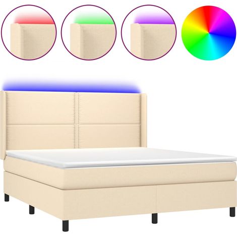 Maison Exclusive - Boxspringbett mit Matratze & LED Creme 180x200
