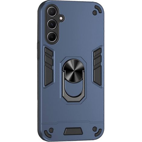 Pour Samsung Galaxy A26 5G Phone Case PC TPU Drop Defend Cover avec béquille - Bleu (1/5)