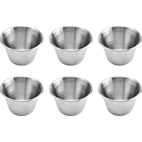 6-teiliges Set Edelstahl-Saucenbecher, Tomaten-Dip-Saucenbehälter für Zuhause (Silber)-6X4.4CM-Silver (1/4)