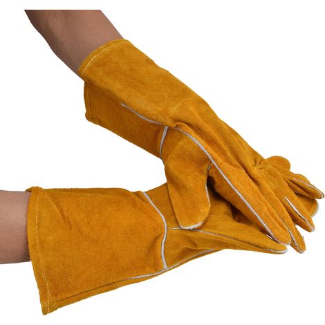 Gants de soudage RTD1526 en cuir de vachette jaune, doigts entiers, pour l'industrie de la fusion, la découpe et le polissage (1/5)