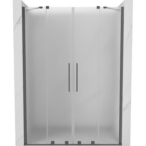 Mexen Velar Duo porte doccia scorrevoli 160 cm, vetro satinato, gun metal - 871-160-000-32-95 (1/5)