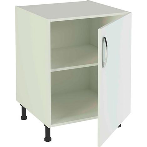 Pegane – Meuble bas de cuisine blanc 1 porte – Hauteur 85 cm x Longueur 60 cm x Profondeur 58 cm – Panneaux mélaminés haute densité – Fabrication espagnole