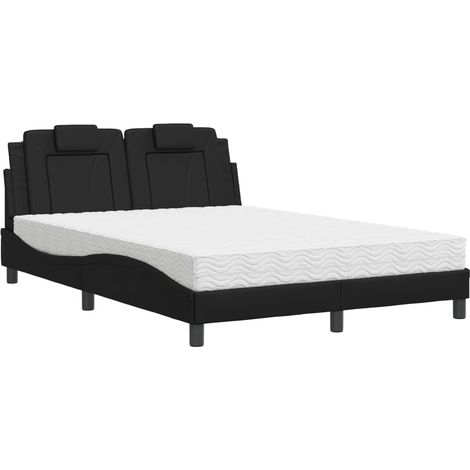 vidaXL Letto Viana con Materasso Nero 140x200 cm in Similpelle (1/5)