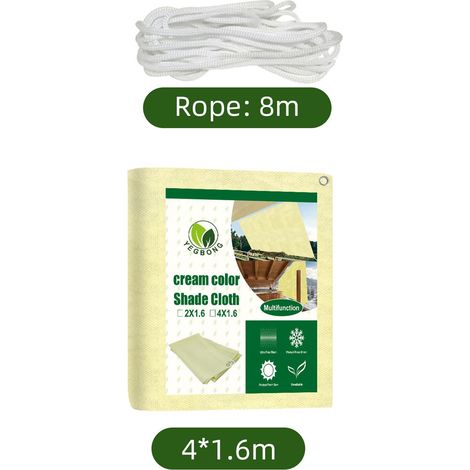 Voile d'ombrage rectangulaire 4x1,6m toile respirante, pare-soleil UV extérieur pour jardin terrasse balcon beige (1/5)