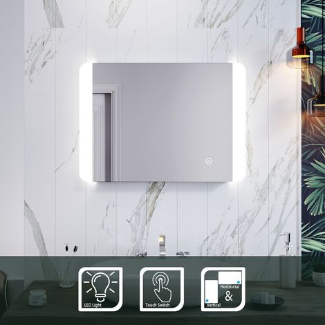 ELEGANT LED Bathroom Mirror 700x500mm 4mm Copper-Free Silver Mirror Aluminium Frame Wall Vanity Mirror with Touch Sensor (1/5)