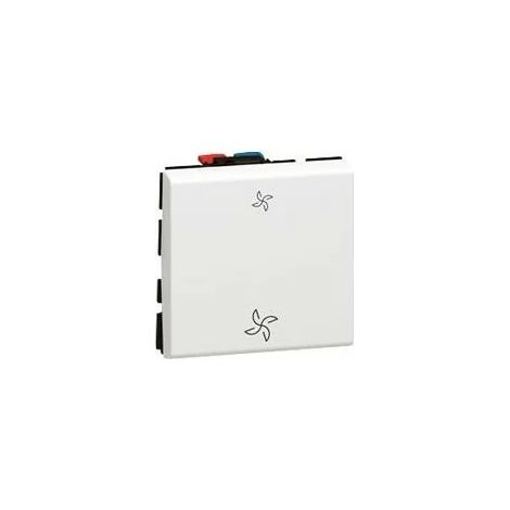 Legrand 077027 - Interruptor bidireccional antimicrobiano Prog Mosaic para control directo de VMC - 2mod 10AX blanco