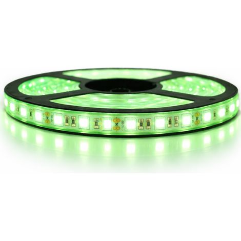 Kit de cinta profesional 5050 - 60 leds/m - 5 metros verde impermeable (IP67)  Longitud: 5 metros - Transformador: Fuente de alimentación incluida