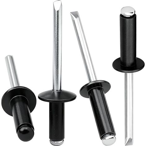 110 Pcs Black Blind Rivets 1/4" x 1/2" Aluminum Flat Head Rivets Single Sided Fastener Rivets for Metal Sheet Plastic DIY Workshop Repair (1/5)