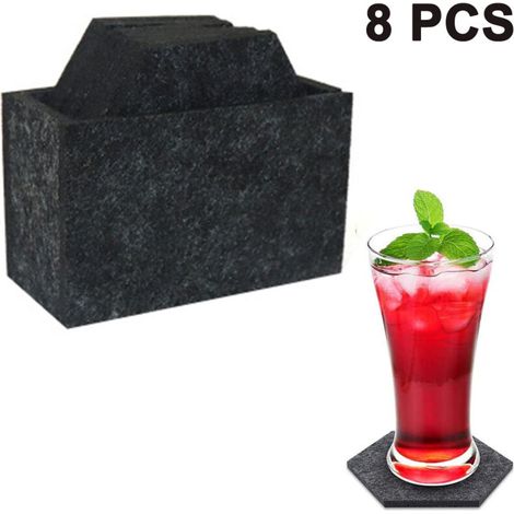 Bardusch-Lot 8 dessous verre feutre absorbant hexagone protection meubles (1/4)