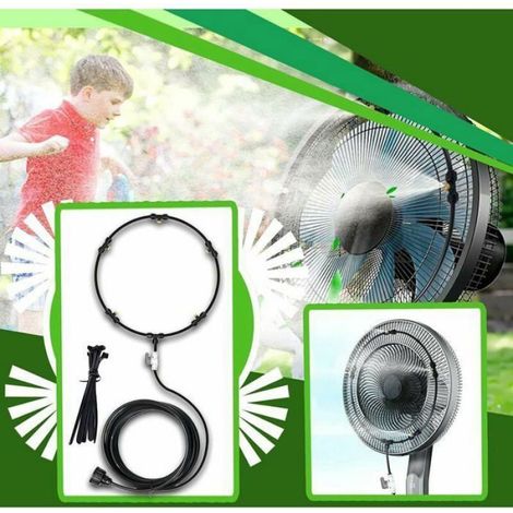 – Kit de brumisation pour ventilateur – Ligne de brumisation 8 m avec 5 buses en laiton – Refroidissement par brumisation pour terrasse extérieure (1/5)