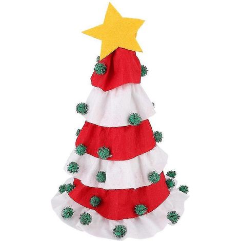 Ensemble de décorations de Noël - Housse de bouteille de vin en forme de sapin de Noël rouge et blanc (1/5)