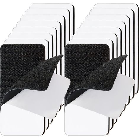 Lot de 16 bandes adhésives de 5 x 10 cm avec bande auto agrippante très résistante pour tapis, support résistant, ruban d'installation de fixation, suspension murale, tissu, canapé, industriel