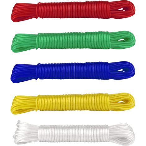 Wäscheleine, 20 m, Polyester, PVC-beschichtet, UV-beständig, für den Innen- und Außenbereich (1/5)