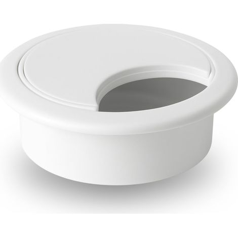 Passa-Câble Pour Bureau Rond Ø80 mm, Idéal Pour Tables, Bureaux, Bureau Et Maison Couleur Blanc (1/5)