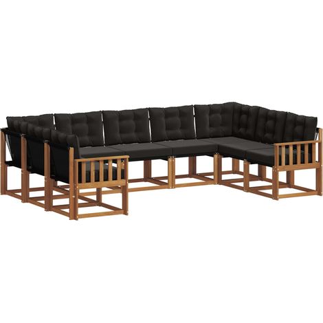 Outdoor Sofa Set 9 pcs Natural and Black vidaXL (1/5)