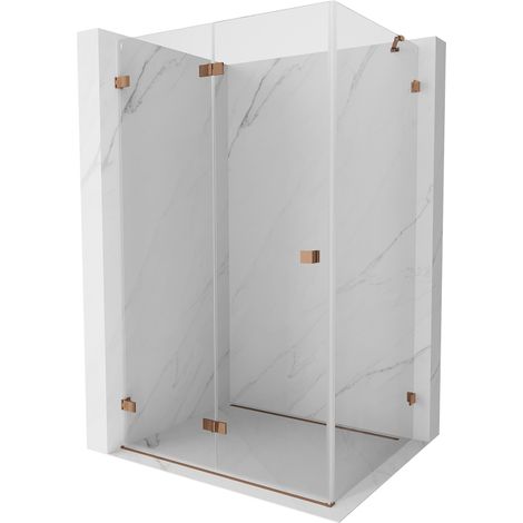 Cabine de douche pliante côté gauche Mexen Lunar-F 85 x 80 cm, transparent, or rose- 836-085-080-60-00-L (1/5)