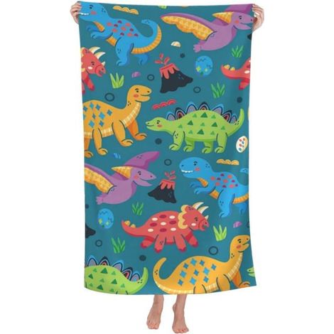 BelleRise - Serviette de plage à motif dinosaure, grand format, en microfibre personnalisée, très grande taille, séchage rapide, 76 cm x 152 cm. (1/5)