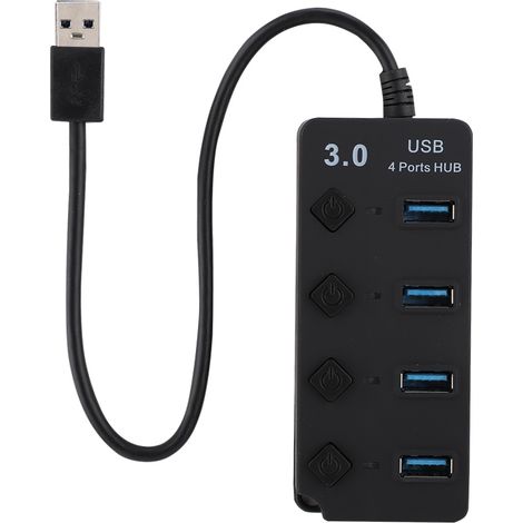 Hub USB 4 Ports - Vitesse Transmission 5Gbps - Compatible PC Et Mac - Plug And Play - Noir (1/5)